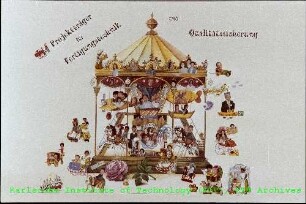 Fotomontage eines Karussells mit eingeklebten Gesichtern von Mitarbeitenden aus der Projektträgerschaft Fertigungstechnik und Qualitätssicherung (PFT)