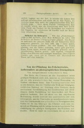 Von der Pfändung des Urheberrechts, insbesondere an photographischen Erzeugnissen