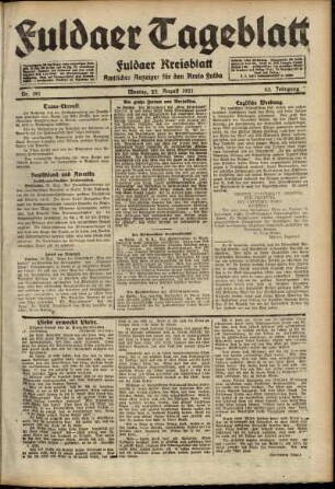 Ausgabe vom Montag, den 22. August 1921.