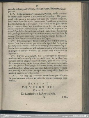 Sectio I. De Verbo Dei