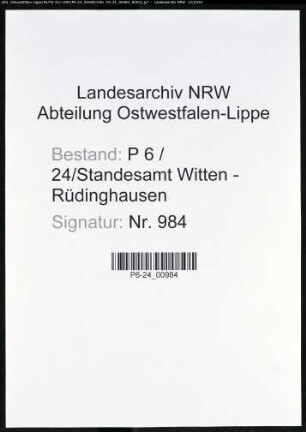 Sterberegister Standesamt Witten-Rüdinghausen