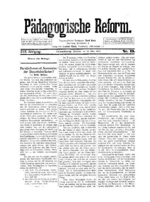 Parallelismus oder Succession der Unterrichtsfächer? : [(Schluß folgt)]