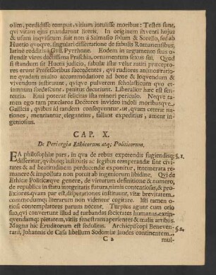 Cap. X. De Periergia Ethicorum atq[ue] Politicorum.