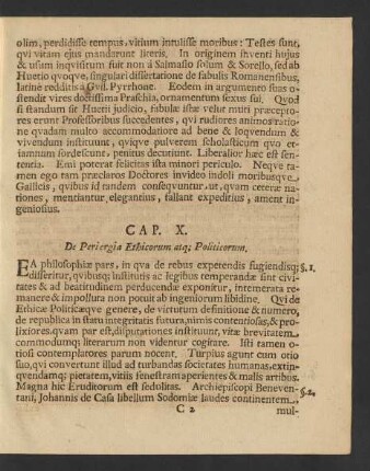 Cap. X. De Periergia Ethicorum atq[ue] Politicorum.
