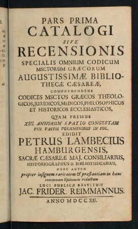 1-678, Pars Prima Catalogi, ...