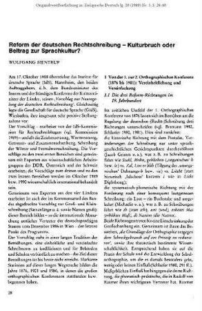 Reform der deutschen Rechtschreibung - Kulturbruch oder Beitrag zur Sprachkultur?