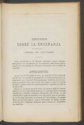 Discursos sobre la enseñanza pronunciados en la Cámara de Diputados