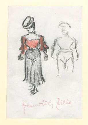 Studienblatt einer Frau mit roter Bluse