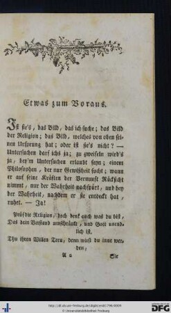 Etwas zum Voraus.