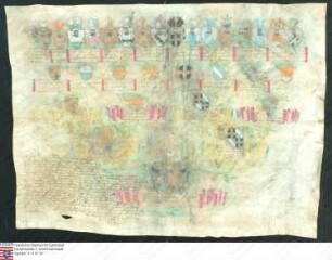 Ahnenprobe des Carl Caspar v. Byland(t). - ausgefertigt 1744 April 4, Pergament
