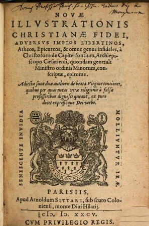 Novae Illustrationis christianae fidei adversus impios Libertinos ... Epitome