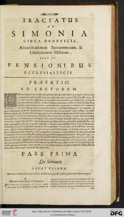 Tractatus de Simonia circa beneficia, [...], item de Pensionibus ecclesiasticis