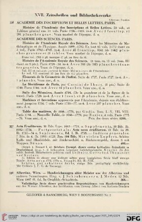 XVII. Zeitschriften und Bibliothekswerke (Nr.336-392)