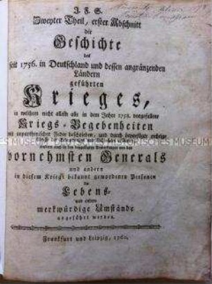 Geschichte der Kriegsereignisse des Jahres 1758 während der Schlesischen Kriege.