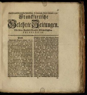 Num. XI. Freytags, den 6. Februarii. 1756 - Num. XX. Dienstags, den 9. Mertz. 1756
