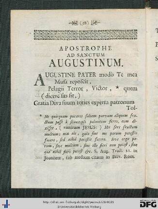 Apostrophe Ad Sanctem Augustinum.