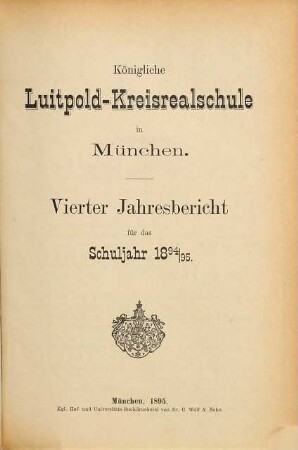 Jahresbericht. 1894/95 = 4