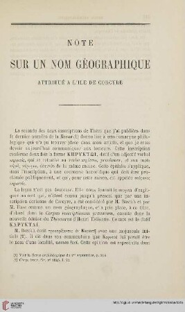 N.S. 12.1865: Note sur un nom géographique attribué à l'ile de Corcyre