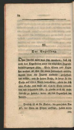 III. Der Vogelfang