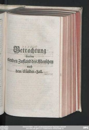 Betrachtung über den elenden Zustand des Menschen nach dem Sünden-Fall.