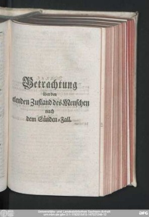 Betrachtung über den elenden Zustand des Menschen nach dem Sünden-Fall.