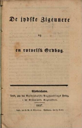 De jydske Zigeunern og en rotvelsk Ordbog