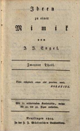 Ideen zu einer Mimik, 2. Mit 11 erläuternden Kupfertafeln, welche die 40. bis 59. Figur enthalten