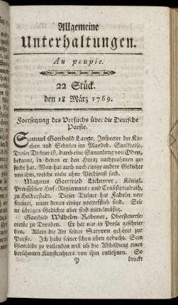 22 Stück. d. 18. März 1769.