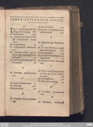 Index Titulorum Instit. Imperialium.