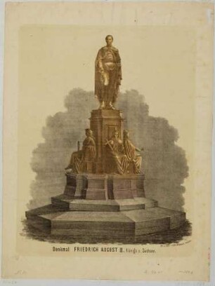 Das Denkmal König Friedrich August II. von Sachsen (1797-1854) auf dem Neumarkt in Dresden, 1836 - 1854 von Ernst Rietschel, 1866 aufgestellt und 1867 eingeweiht