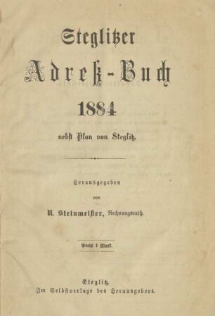 3.1884: Steglitzer Adressbuch