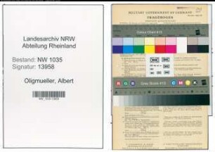 Entnazifizierung Albert Oligmueller , geb. 24.01.1890 (Steiger)