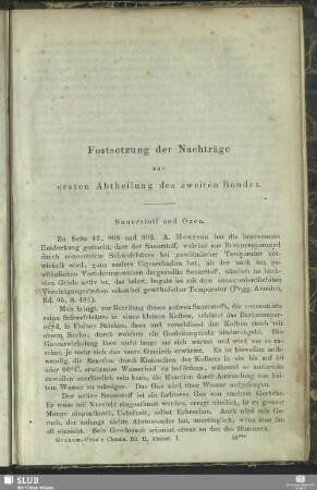 Fortsetzung der Nachträge zur ersten Abtheilung des zweiten Bandes