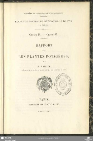 Rapport sur les plantes potagères