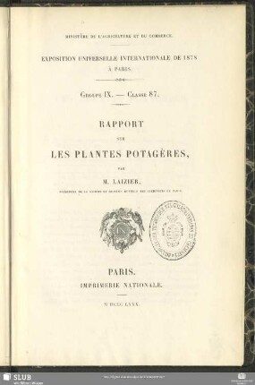 Rapport sur les plantes potagères