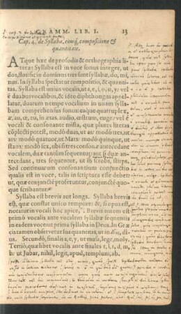Cap. 4, de Syllaba, eiusq[ue] compositione & quantiate.