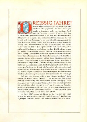 Dreissig Jahre!