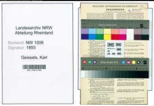 Entnazifizierung Karl Geissels , geb. 16.10.1914 (Weber)