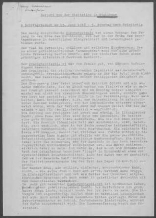 Güglingen: Visitationsbericht mit Pfarrbericht 1948