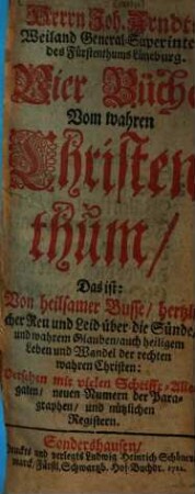Vier Bücher vom wahren Christenthum