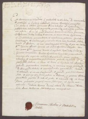 Procuratorium des Hermann Theodor von Westerholt zu Vorhelm für den Vikar Holzheimer.