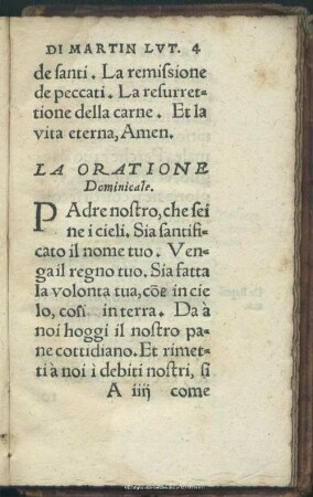 La Oratione Dominicale