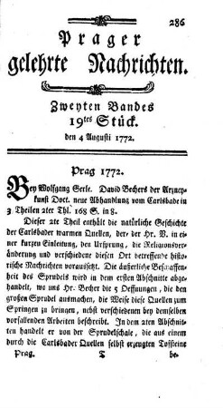 Zweyten Bandes 19tes Stück. den 4 Augusti 1772.