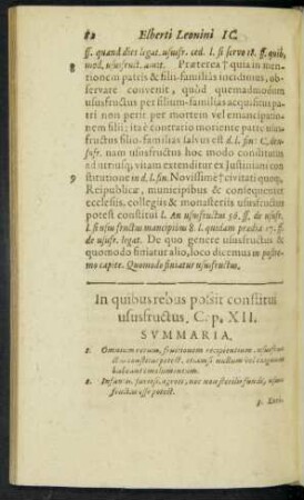 In quibus rebus possit constitui ususfructus. Cap. XII.