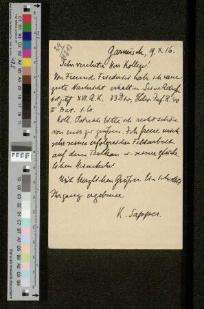 Postkarte an Arthur Wichmann