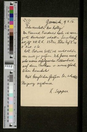 Postkarte an Arthur Wichmann