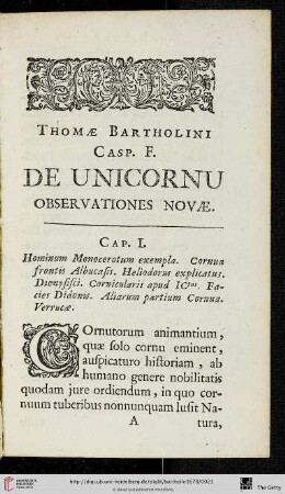 Cap. I. De Hominibus Unicornibus