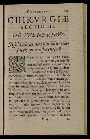 Chirurgiae Sectio III. De Vulneribus