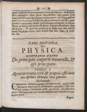 Pars Secunda. Sive Physica