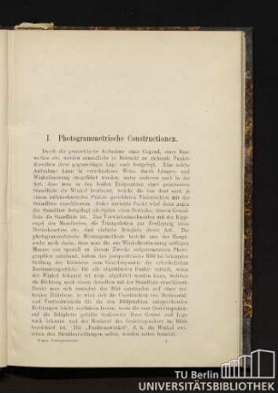 I. Photogrammetrische Constructionen.